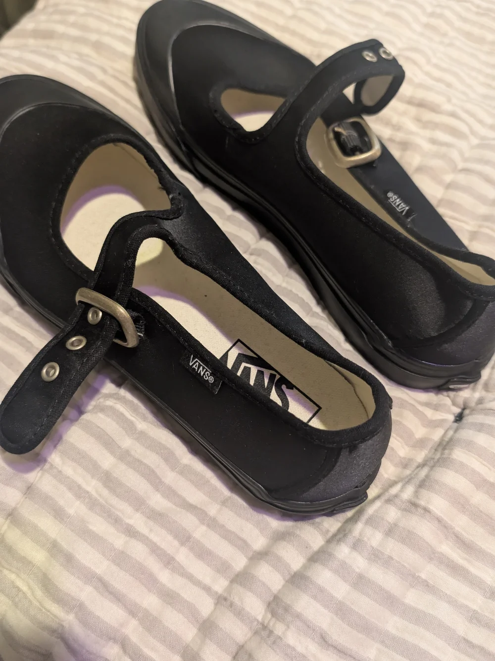 Vans Black Mary Jane Maryjane Flats with Buckle Strap